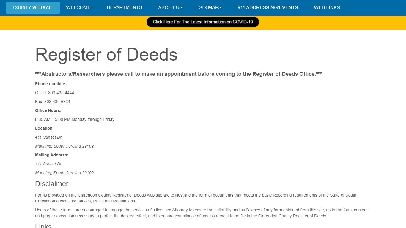 Register of Deeds - Clarendon County Gov